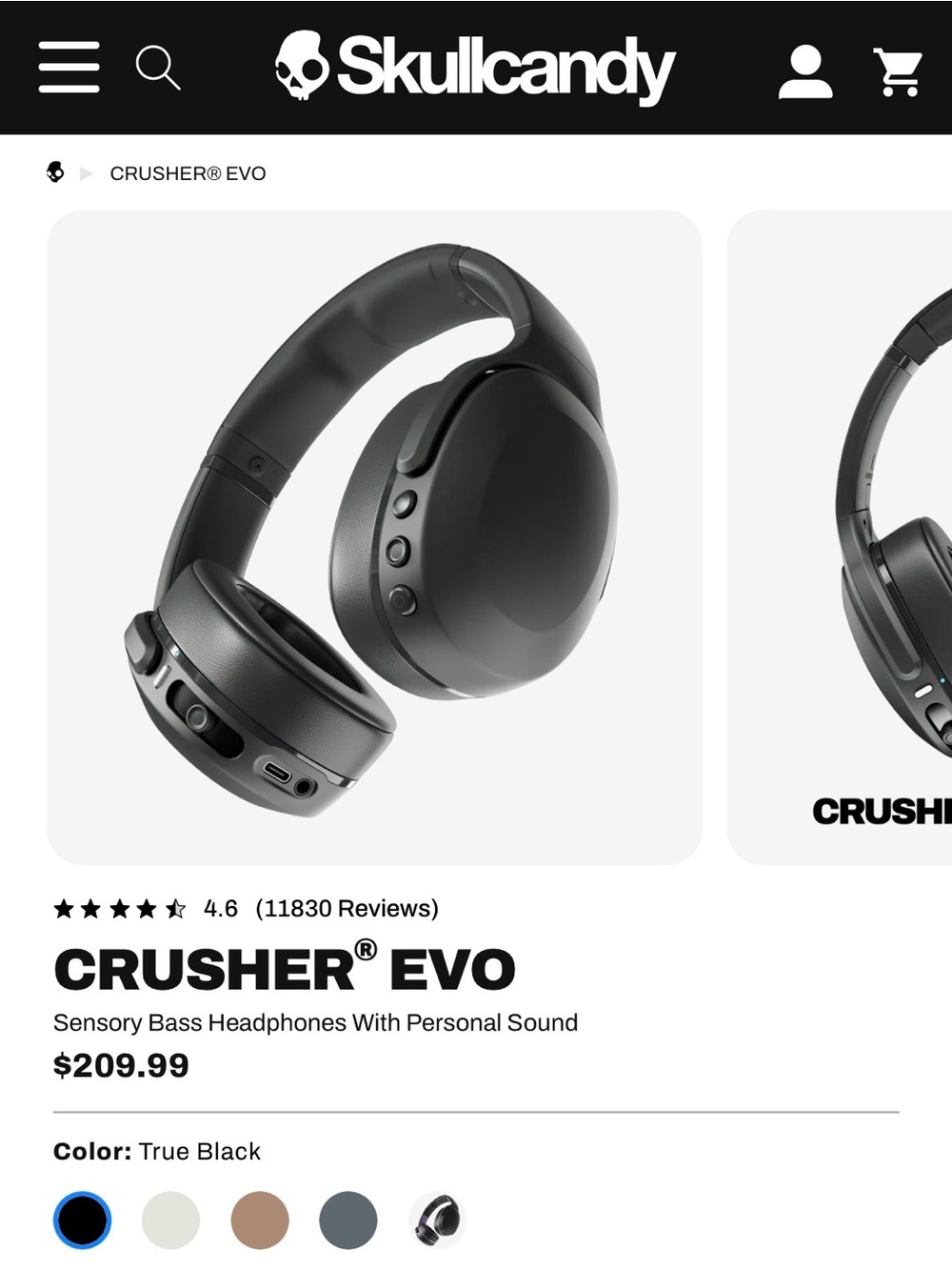 Brand NEW in box Skullcandy Crusher EVO Over-Ear Headphones — Black